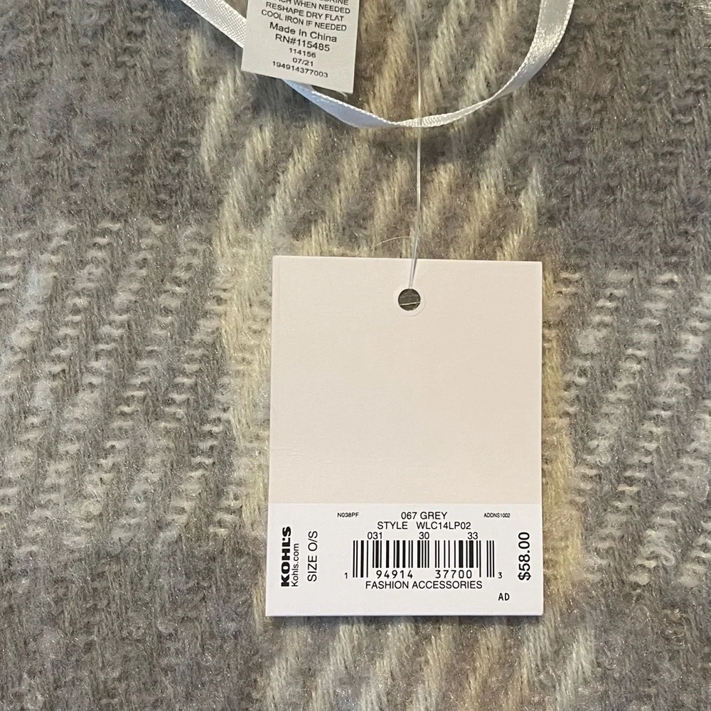 NWT Tan and Gray Lauren Conrad Fringe Knit Cape Poncho One Size - Picture 10 of 12
